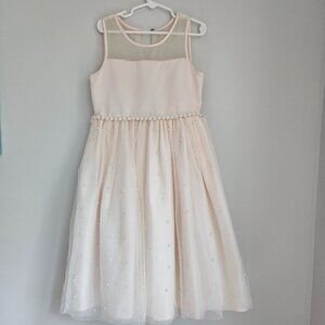 American Princess Girl Spring Dress Size 7 Elegant Light Pink Blush With Jewels